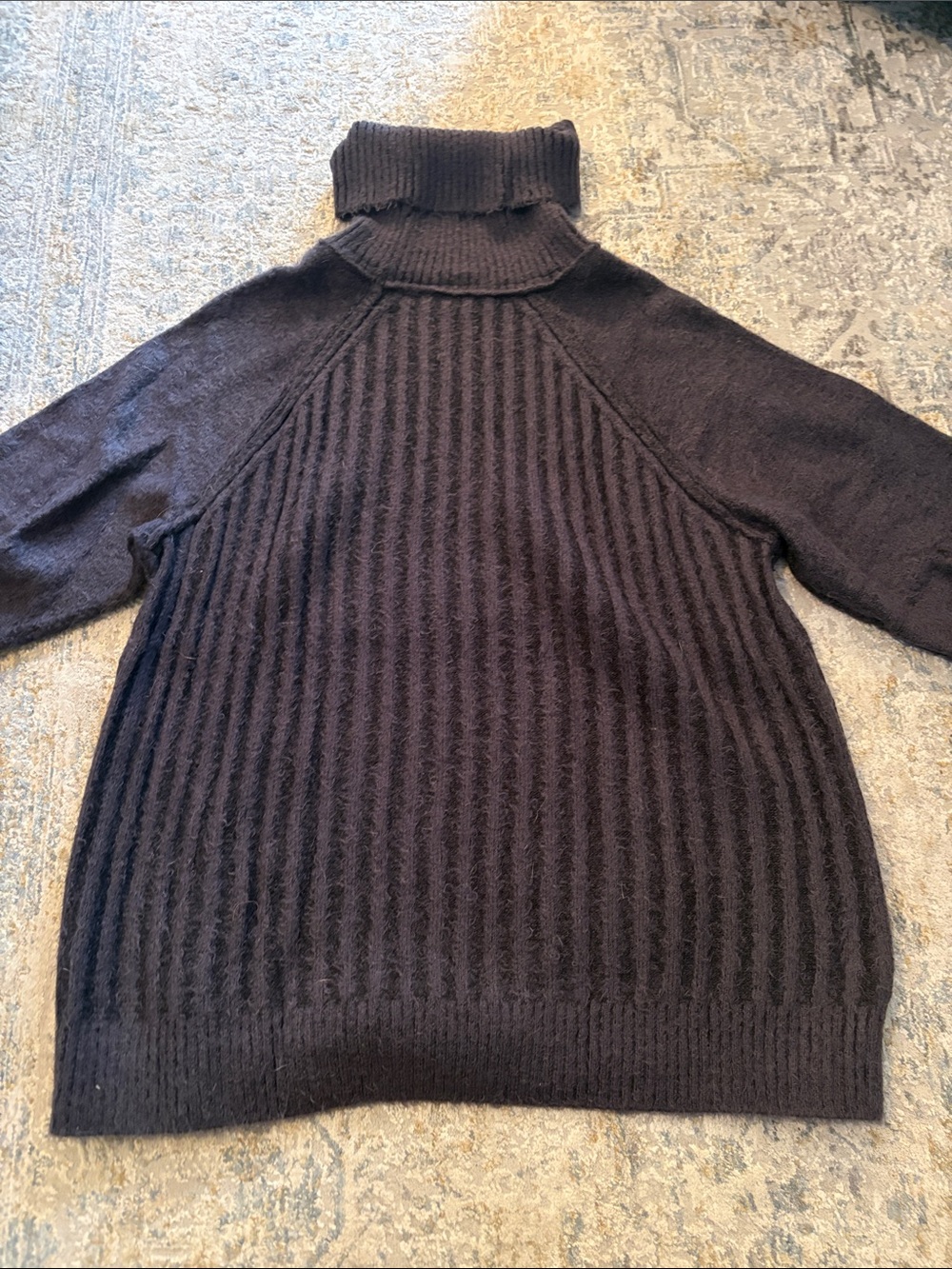 Free People Black Ribbed Turtleneck Sweater